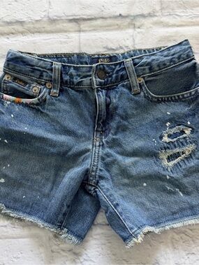Polo Ralph Lauren Shorts 10 | Distressed Embroidered Denim Cutoff